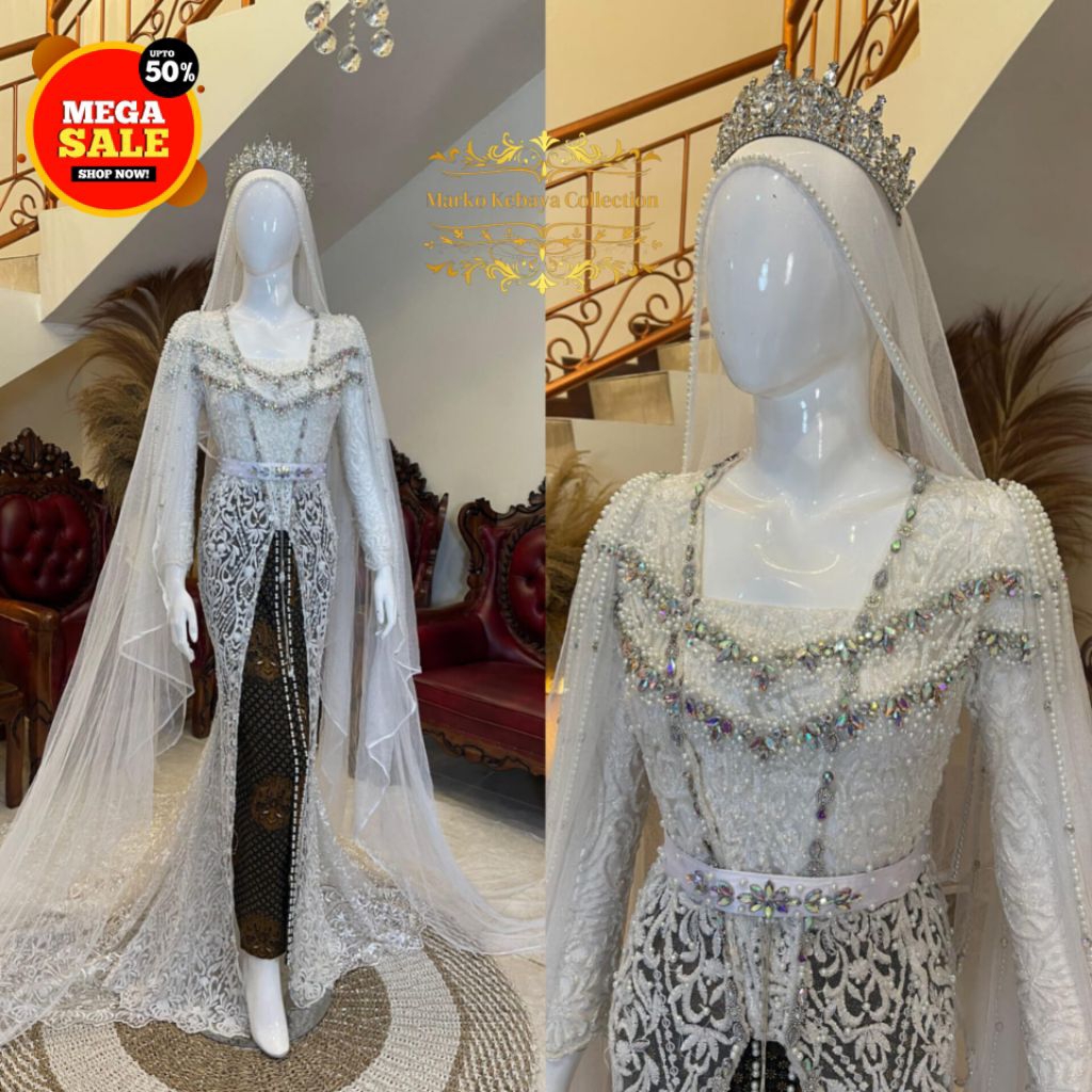 Kebaya pengantin || Kebaya pengantin akad || kebaya pengantin akad ekor || kebaya akad putih || keba