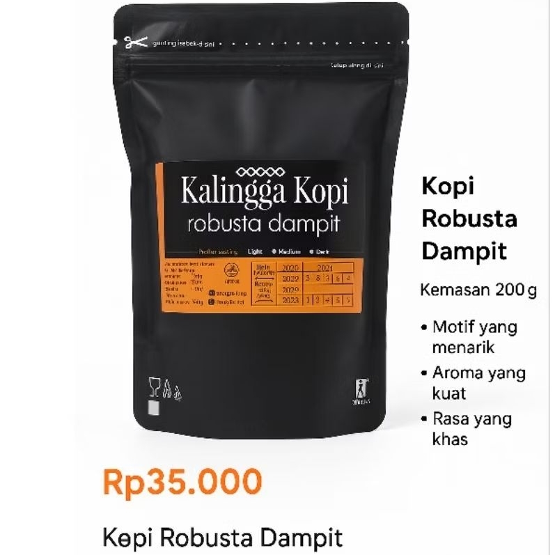 

Kopi Robusta Dampit dari Kalinggakopi Kemasan200gram