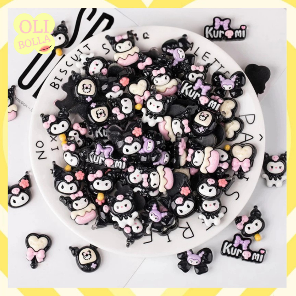 

Stiker 3D Resin Clay Motif Kuromi Aksesoris DIY Botol Minum Case HP Lucu