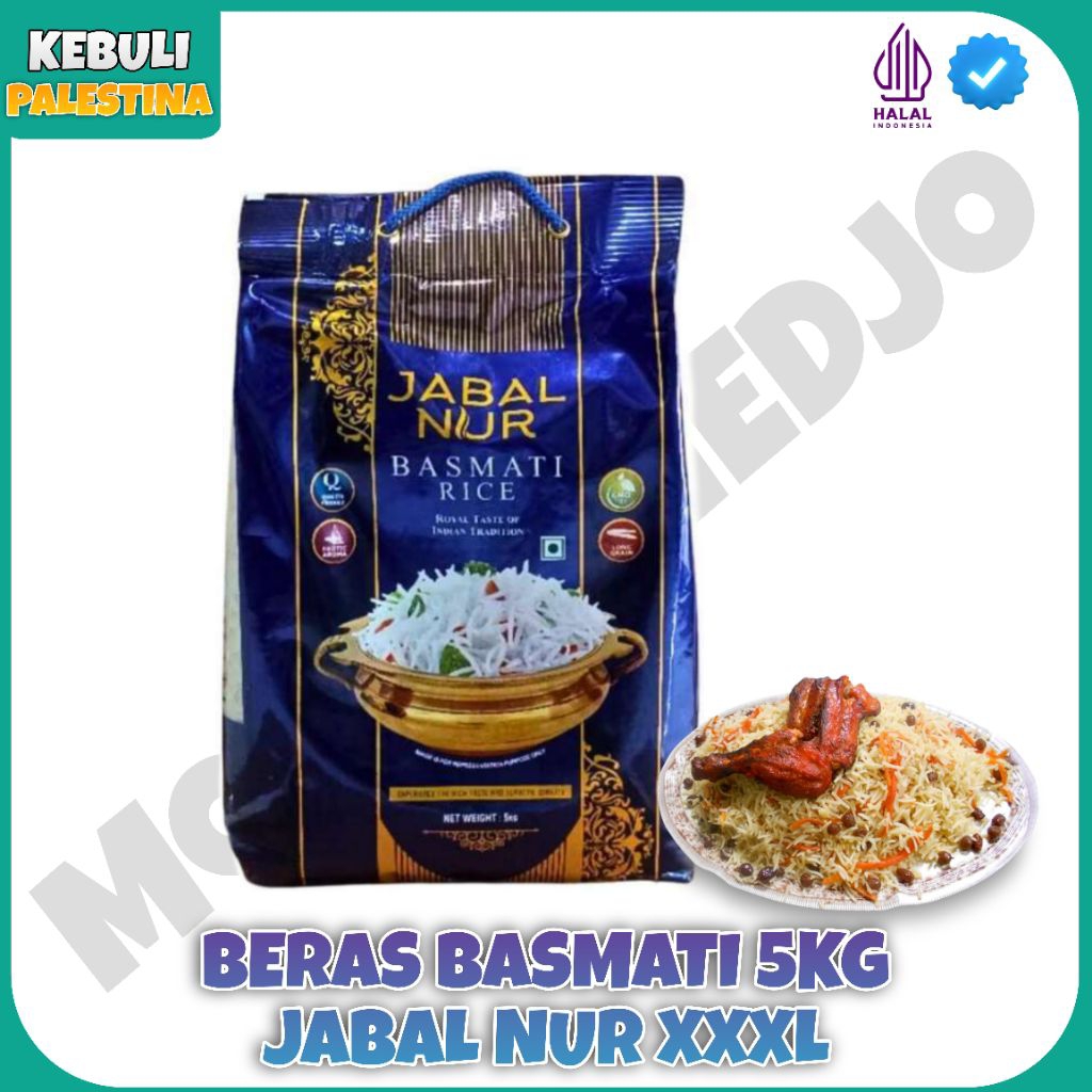 

BERAS BASMATI JABAL NUR 5 KG XXXL LONG GRAIN ASLI DARI INDIA