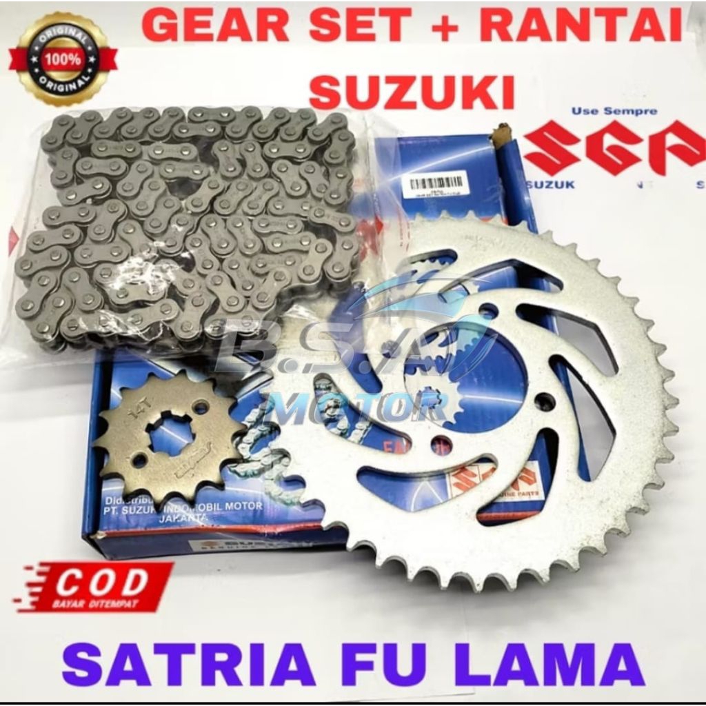 gear set Suzuki FU old, Satria FU lama Satria FU barong, gir set plus rantai Satria fu di bawah 2013