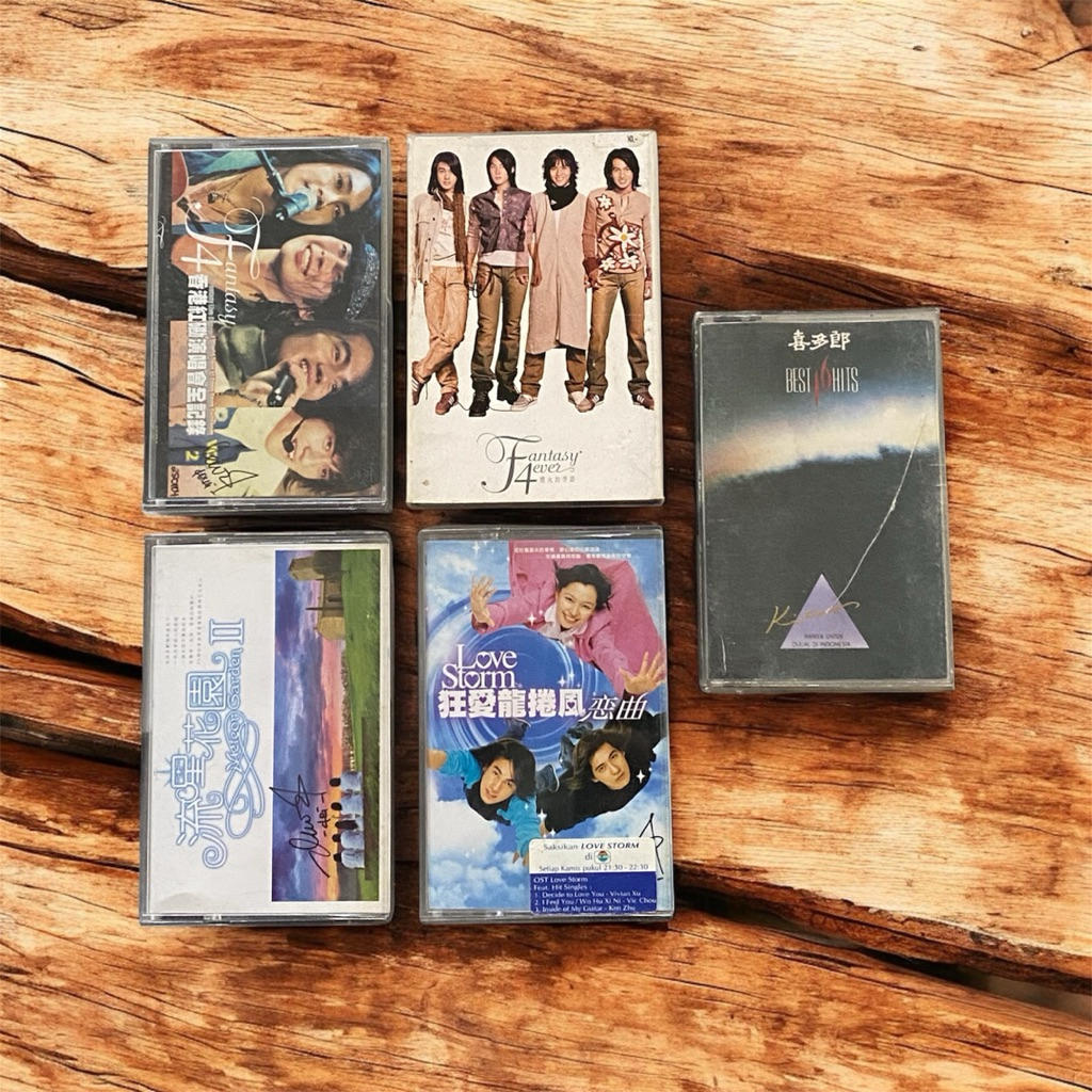 PAKETAN / BORONGAN PRELOVED KASET PITA METEOR GARDEN, FANTASY 4EVER F4, OST LOVE STORM DAN KITARO