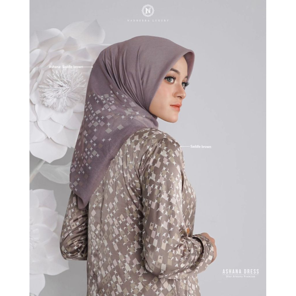 hijab segiempat motif//hijab segiempat kekinian//ASHANA SCARF NADHEERA LUXURY