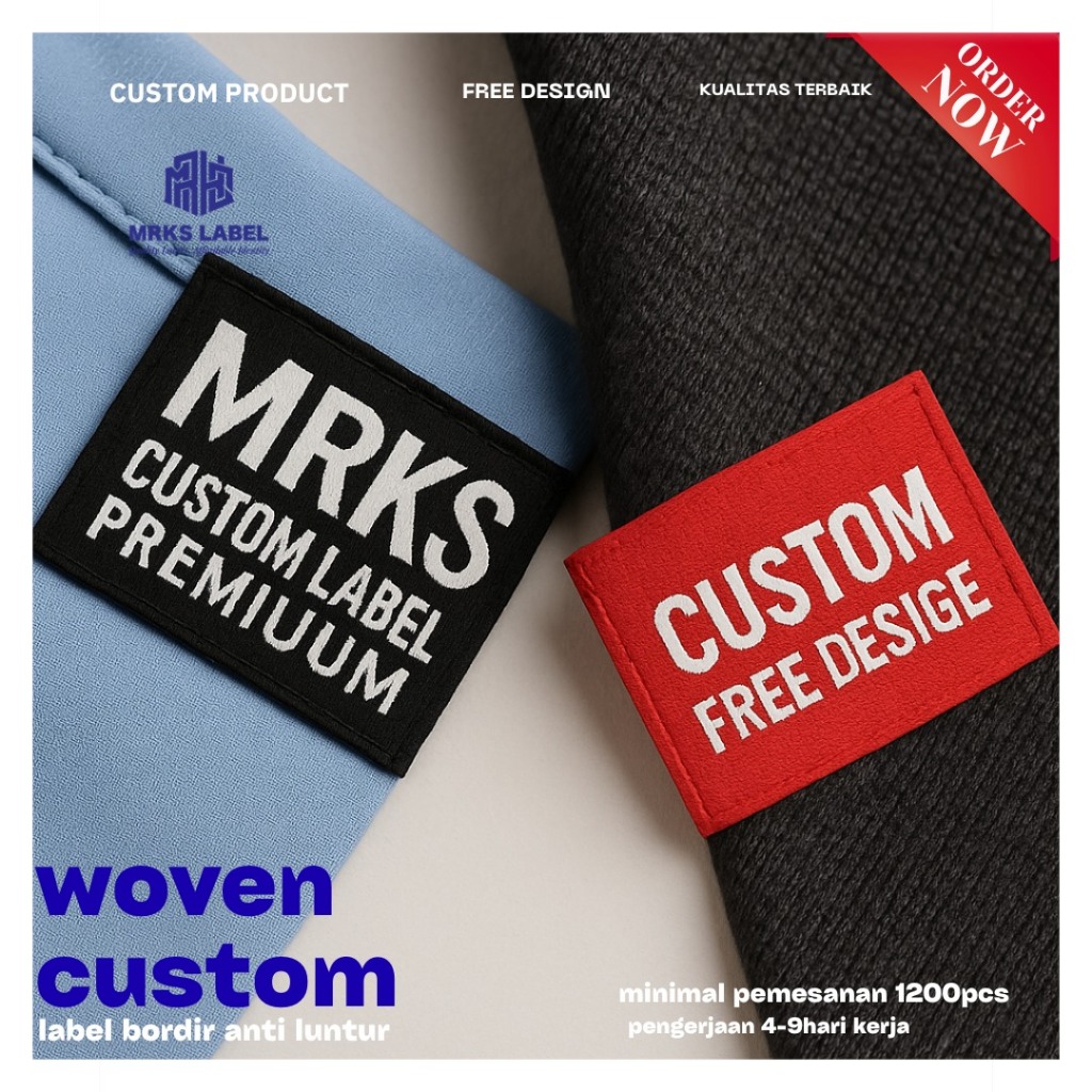label woven rajut/woven bordir berkualitas free costume 100 lusin