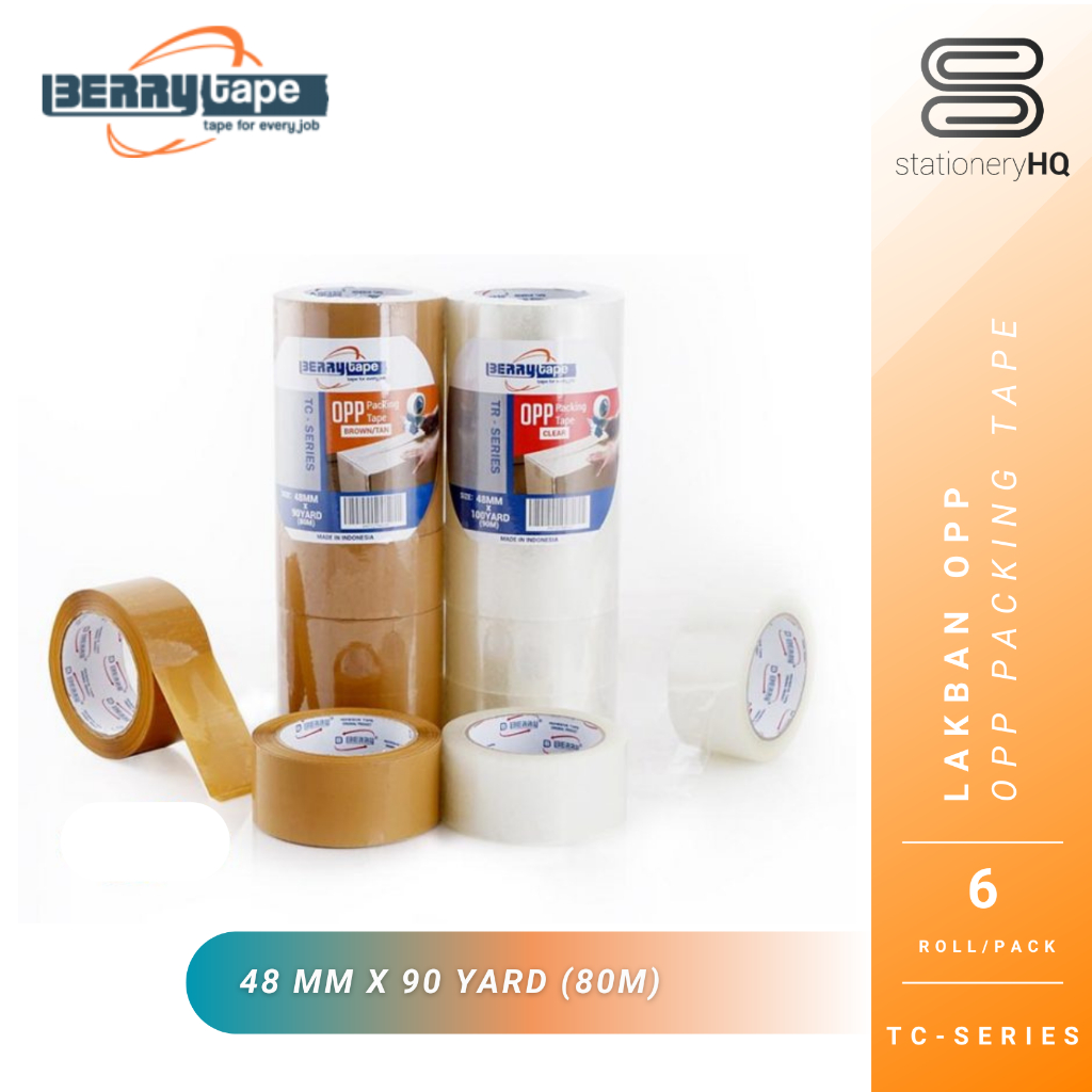 

(6 Pcs) Berry Lakban Transparan Coklat 48mm x 90y