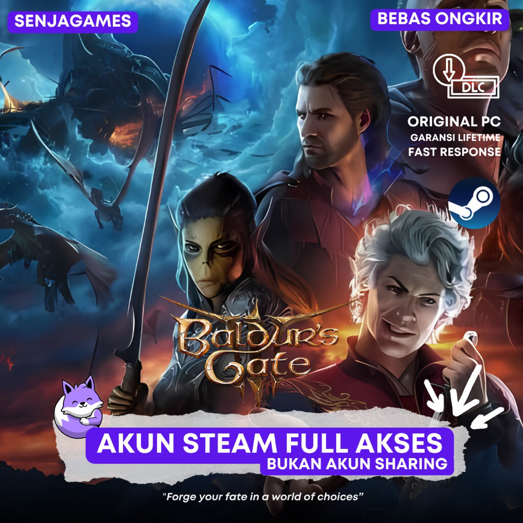 AKUN STEAM ISI GAME BALDURS GATE 3 + BONUS GAME TERMURAH SIAP PAKAI