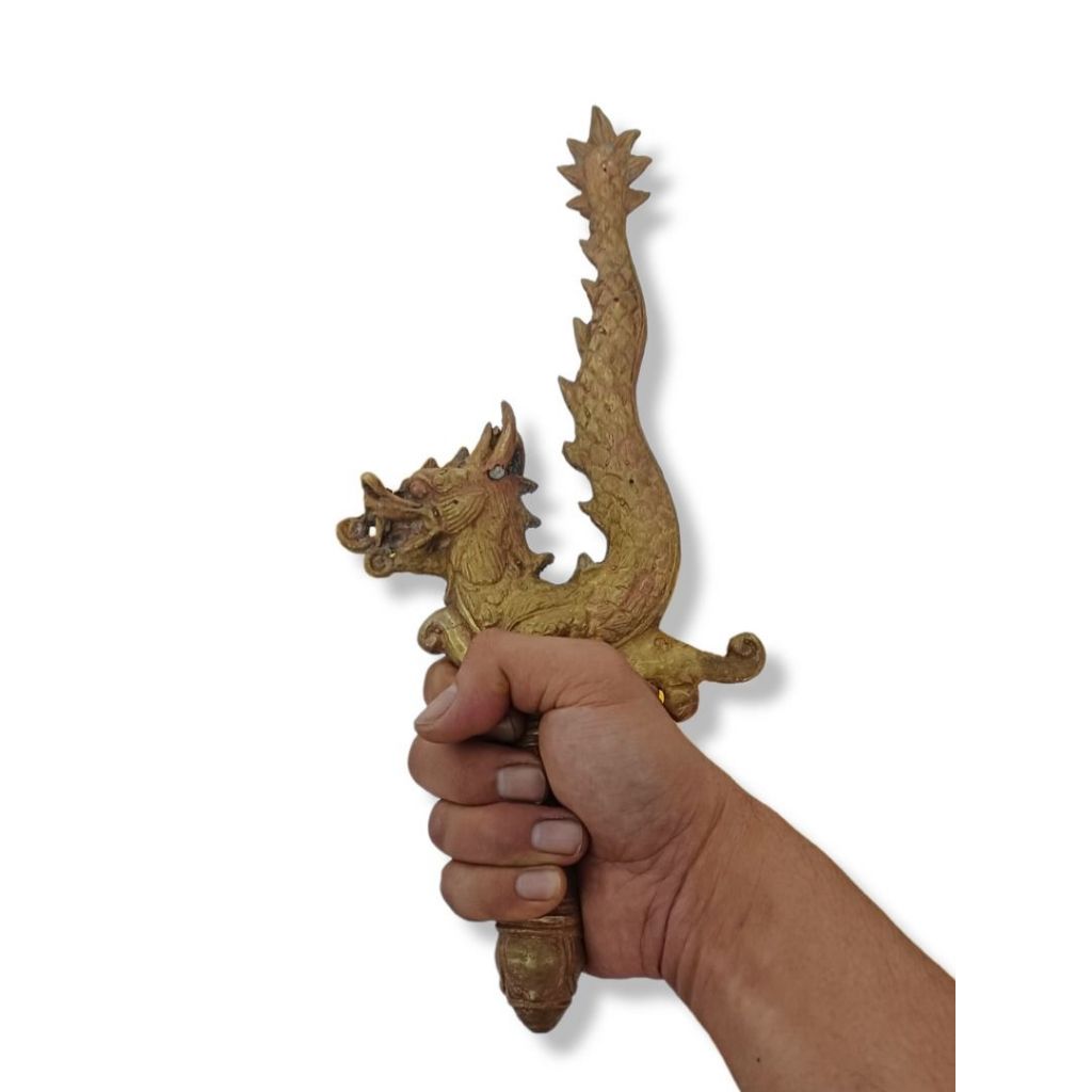 Patung Keris Nogo Liong Kuningan Antik - Naga Raja