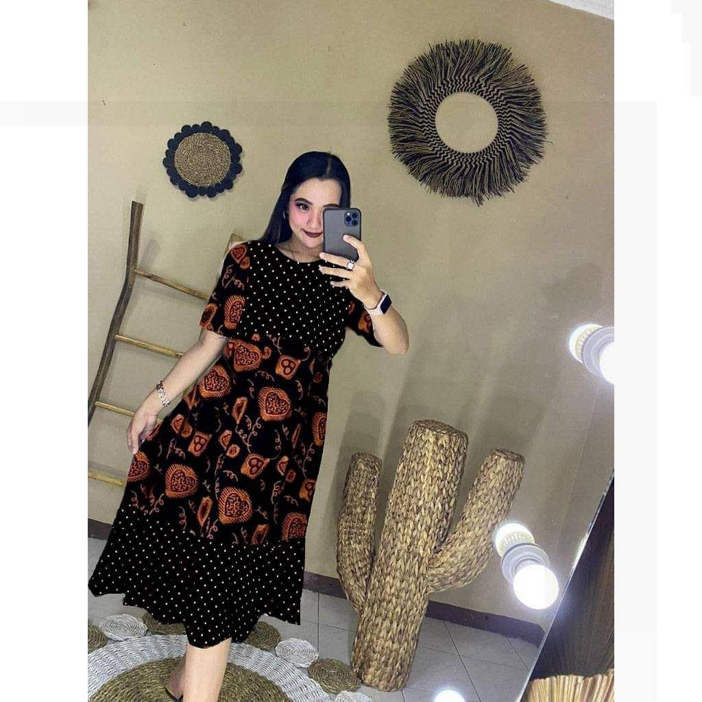 daster chibi waru polkadot ld 110 PB 115 kain rayon tebal