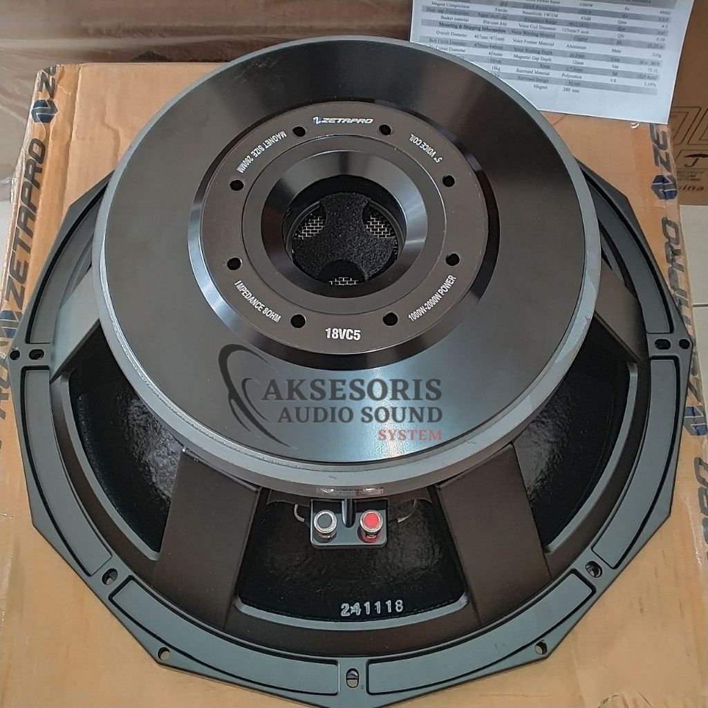 Speaker Zetapro 18VC5 18 INCH COIL 5INCH 2000Watt Subwoofer