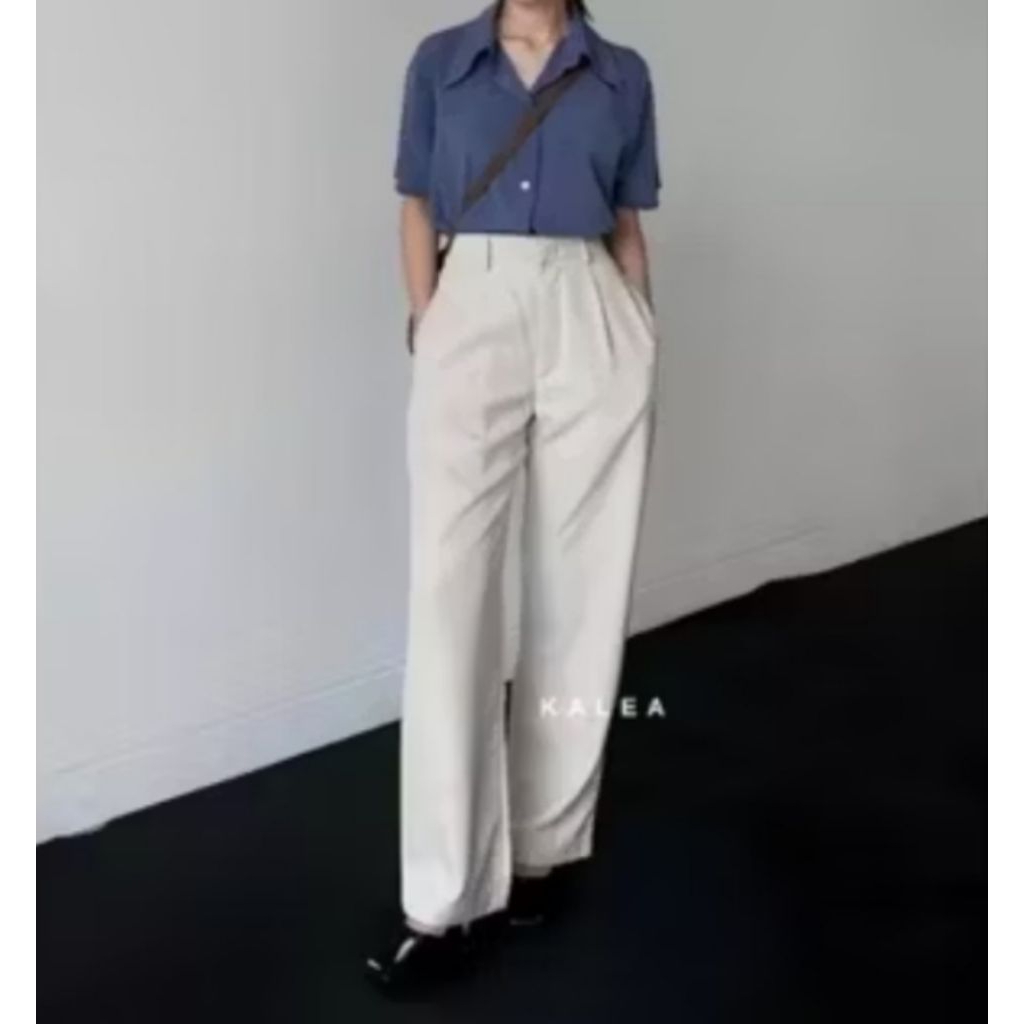 VIONA PANTS - Celana Highwaist Wanita - Celana Panjang Kulot Anti Kusut Wanita - Celana High Waist T