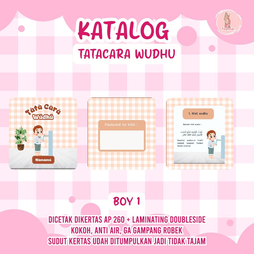 Flashcard Tata Cara Wudhu dan  Sholat. Cocok buagt yang lagi belajar wudhu dan sholat. Samarinda