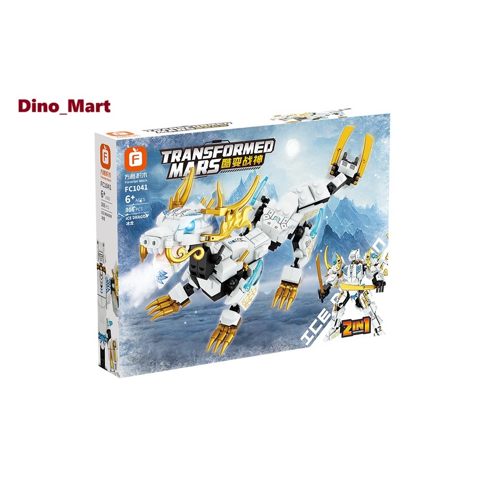 Forange Block Ice Dragon Transformed Mars 2 in 1 FC1041 - Brick Robot dan Naga  - Mainan Anak - Main