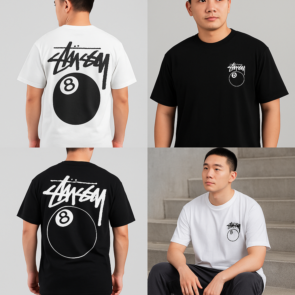 T-Shirt Stussy 8 Ball  Angels Oversize Eurofit Premium High Quality Saqahayang Shop