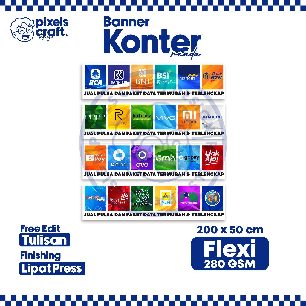 BANNER KONTER/ SPANDUK KONTER/ RENDA KONTER MURAH FREE DESIGN
