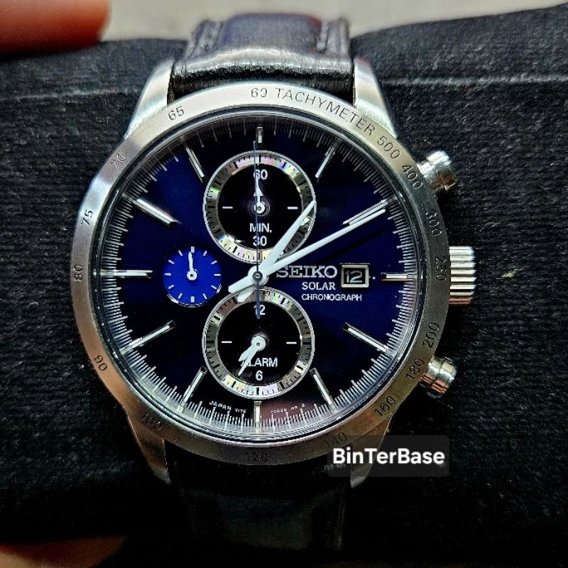 Jam tangan SEIKO Solar V172-0AP0 SBPY 115 Chronograph Sapphire Glass Spirit Deep sea Blue Preloved b