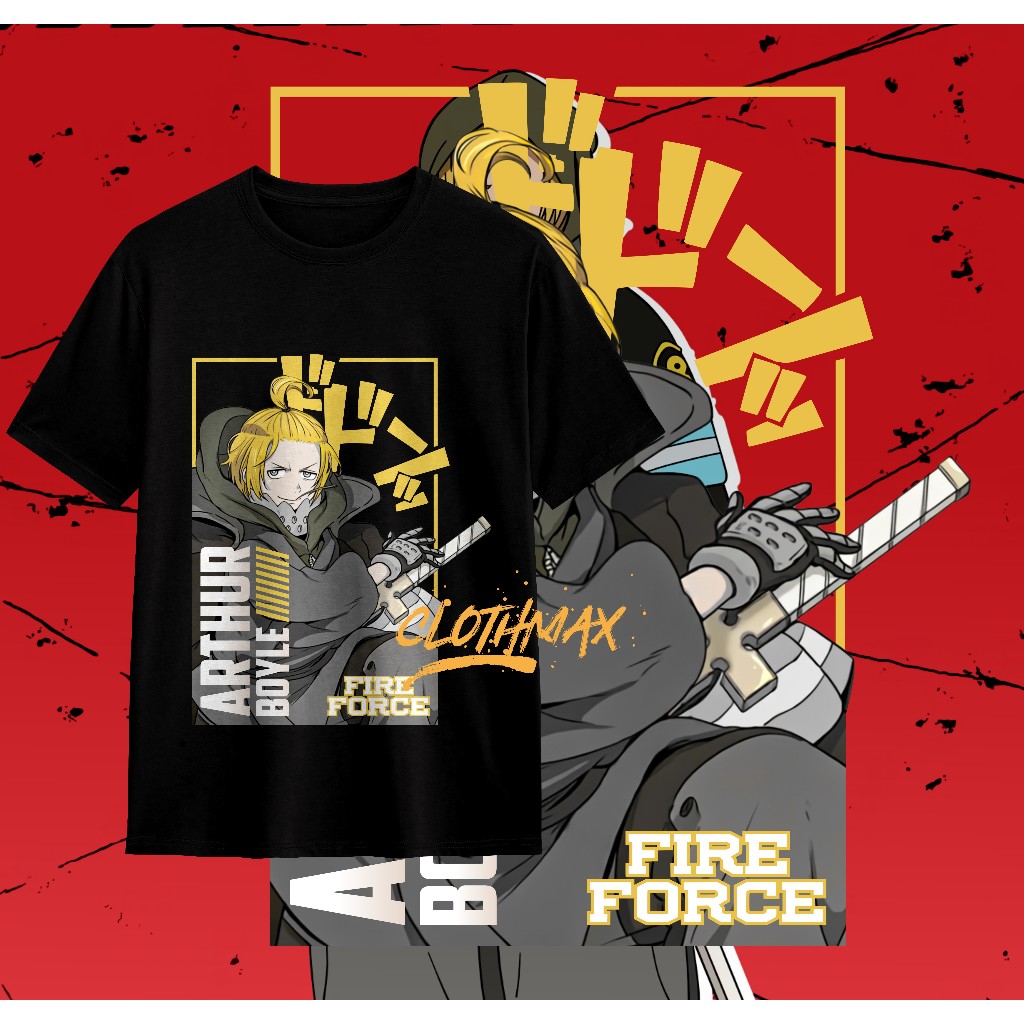 Kaos Tshirt Anime Arthur Boyle Fire Force Enen no Shouboutai - Kusakabe - Benimaru - Baju Murah Lemb