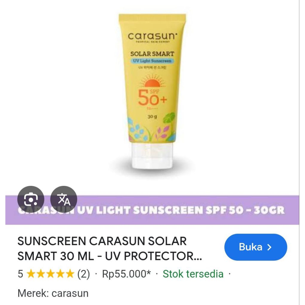 Carasun suncreen SPF 50 ukuran 30 ml / carasun suncreen