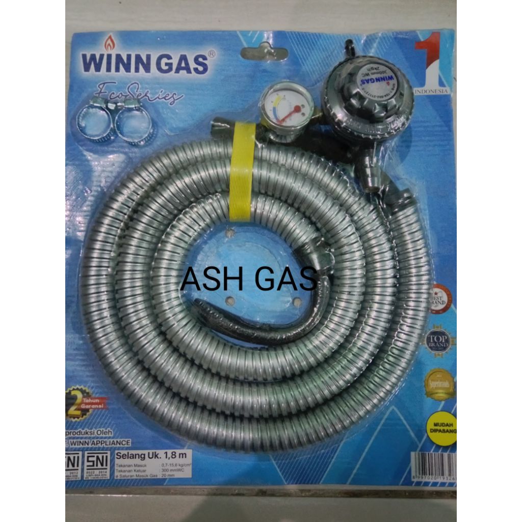 (COD) SELANG GAS PAKET + REGULATOR WINN GAS METER