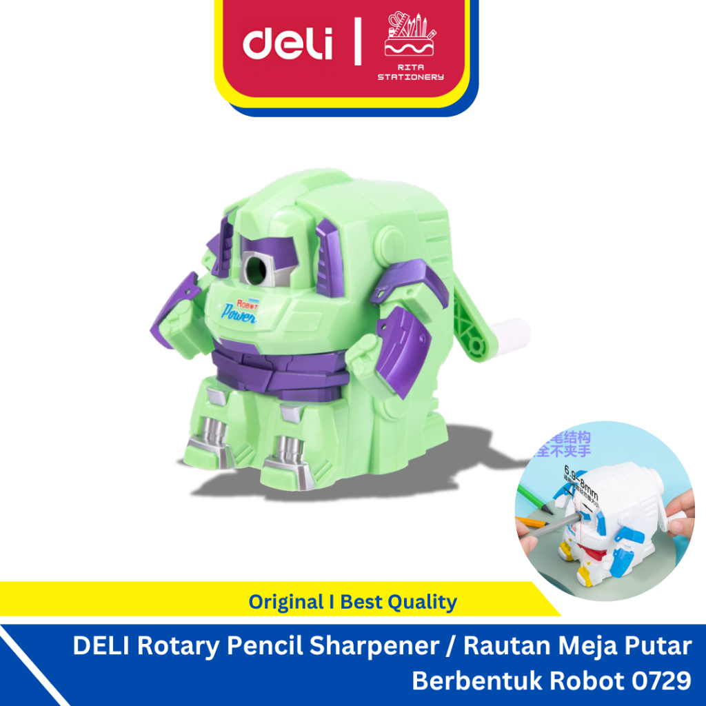 

Deli Rotary Pencil Sharpener / Rautan Meja Putar Berbentuk Keren Robot anak laki-laki hijau - 0729