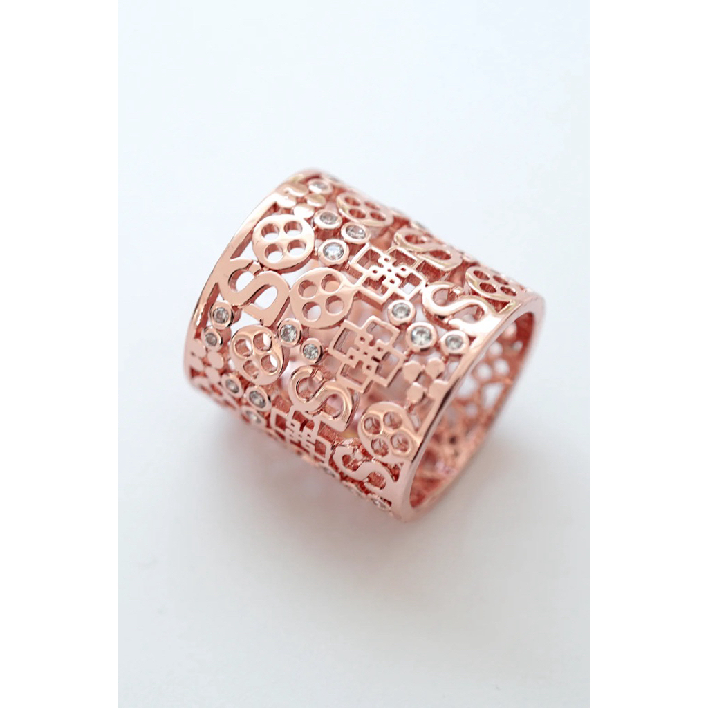 Buttonscarves Monogram Carved Ring Brooch bros cincin hijab - Rose Gold