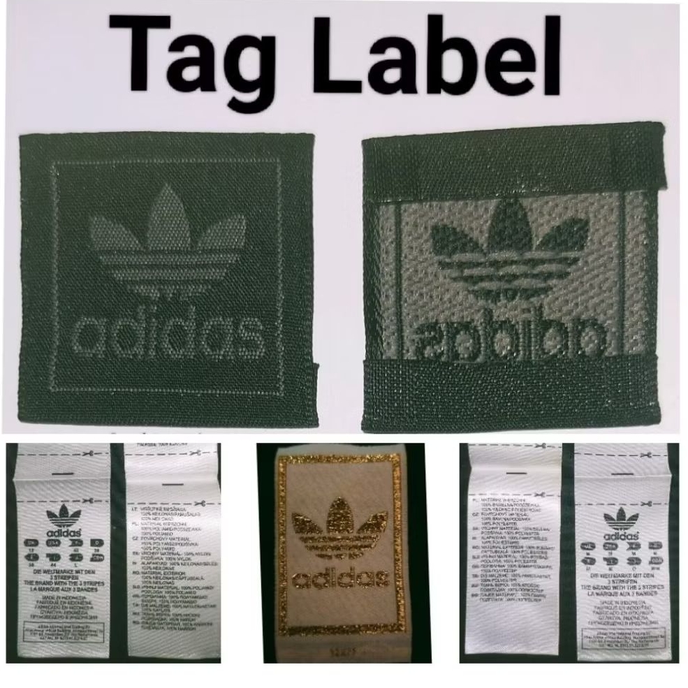 

label merek brand label (main size care wash misc) tag adidas