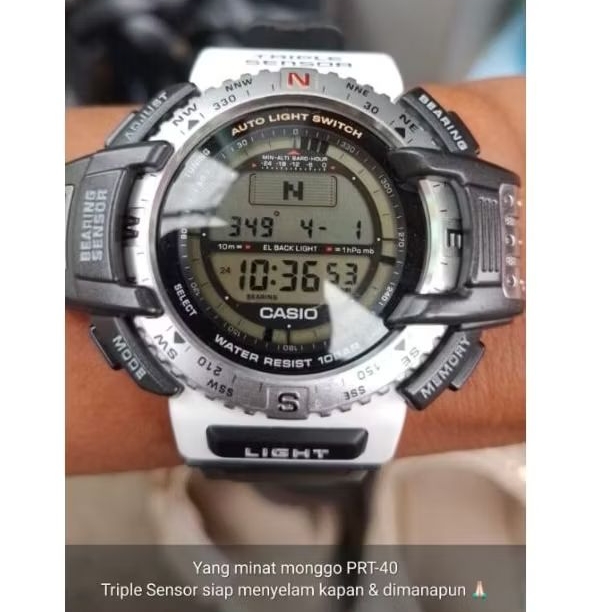 JAM TANGAN ORIGINAL CASIO PRT-40 SECOND WATER RESISTANT TRIPLE SENSOR