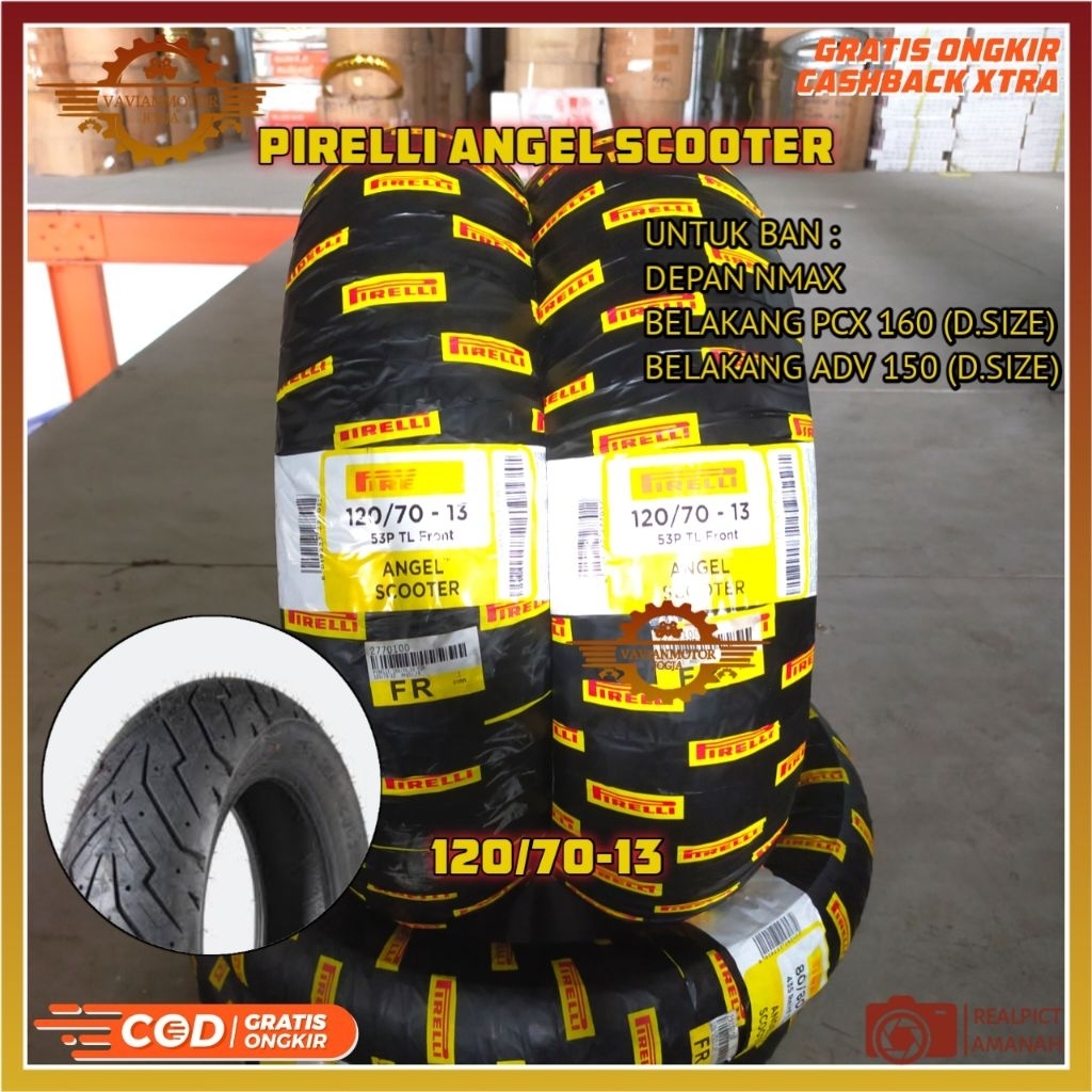 (Promo) Tangan Pertama Ban 120/70-13 Ban 120 70 13 Ban 120/70 Ring 13 Pirelli Angel Scooter Tubeless