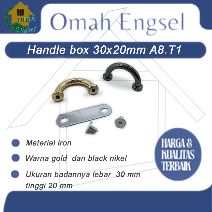 Handle box 30x20mm A8.T1 Tarikan knob kotak box Gagang laci gawang tas