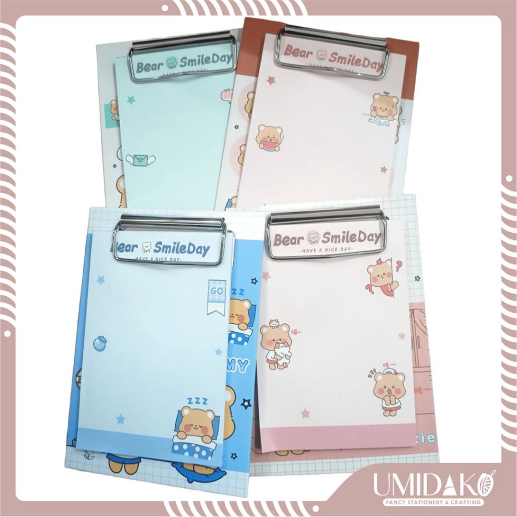 

[UMIDAKO] MEMOPAD BEAR SMILEDAY / MEMO + CLIPBOARD / MEMO CLIPBOARD A6
