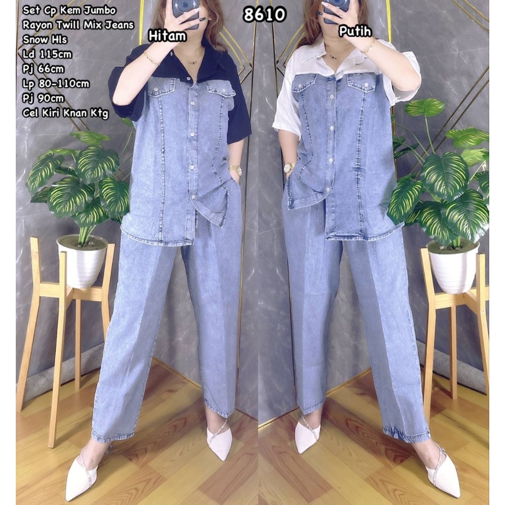 CS 8610 SET CP JEANS LD 115CM IMPORT / SET JEANS JUMBO WANITA / READY / REALPICT