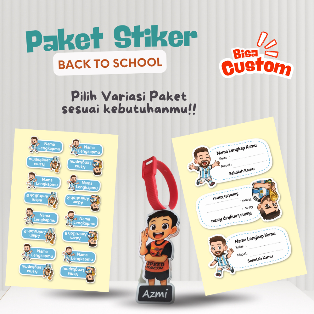 

Paket Hemat Siap Sekolah: Stiker Nama Buku, Alat Tulis & Bag Tag Akrilik Anak bisa Custom