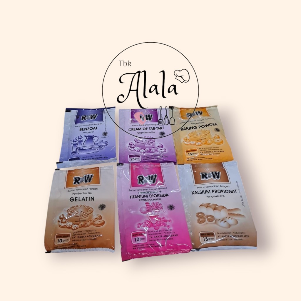 

Produk R&W Gelatin Powder, Cream of tar tar, Citrun