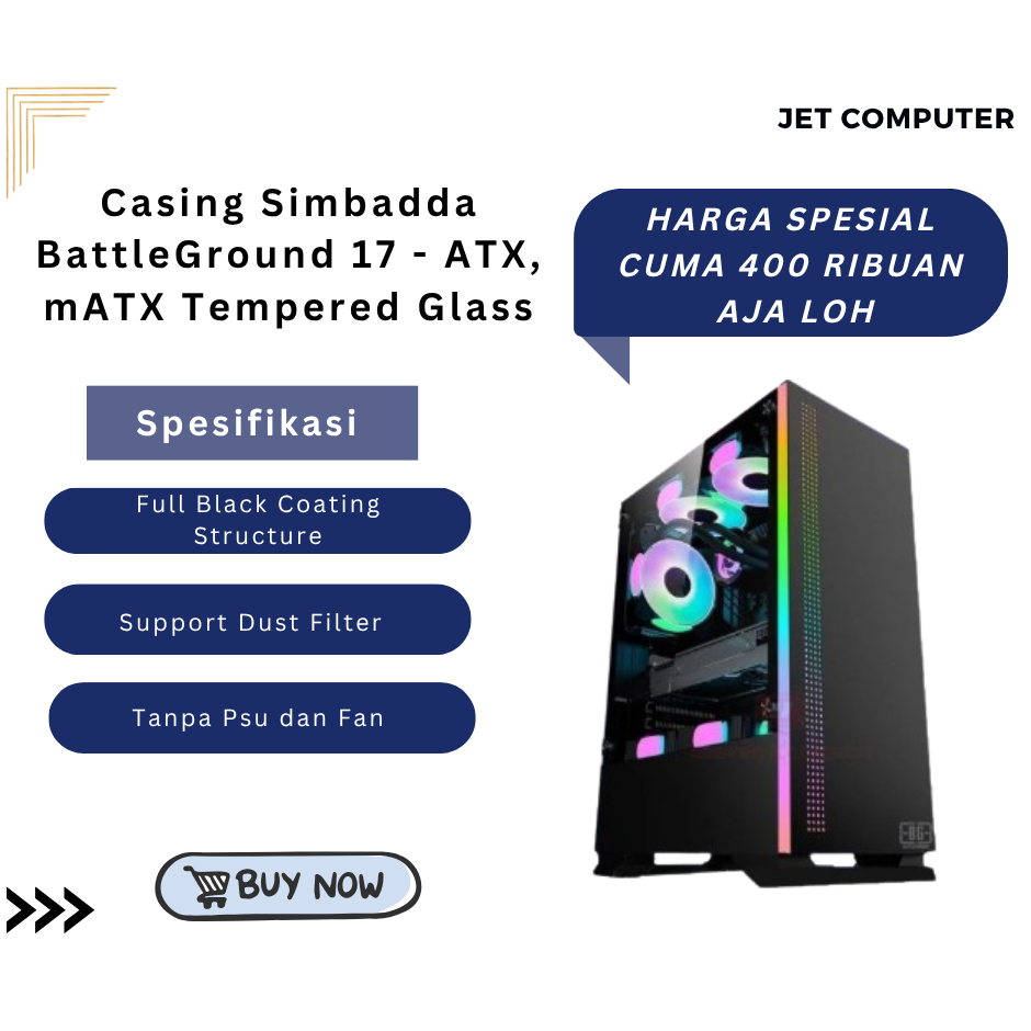 Casing Simbadda BattleGround 17 - ATX, mATX Tempered Glass