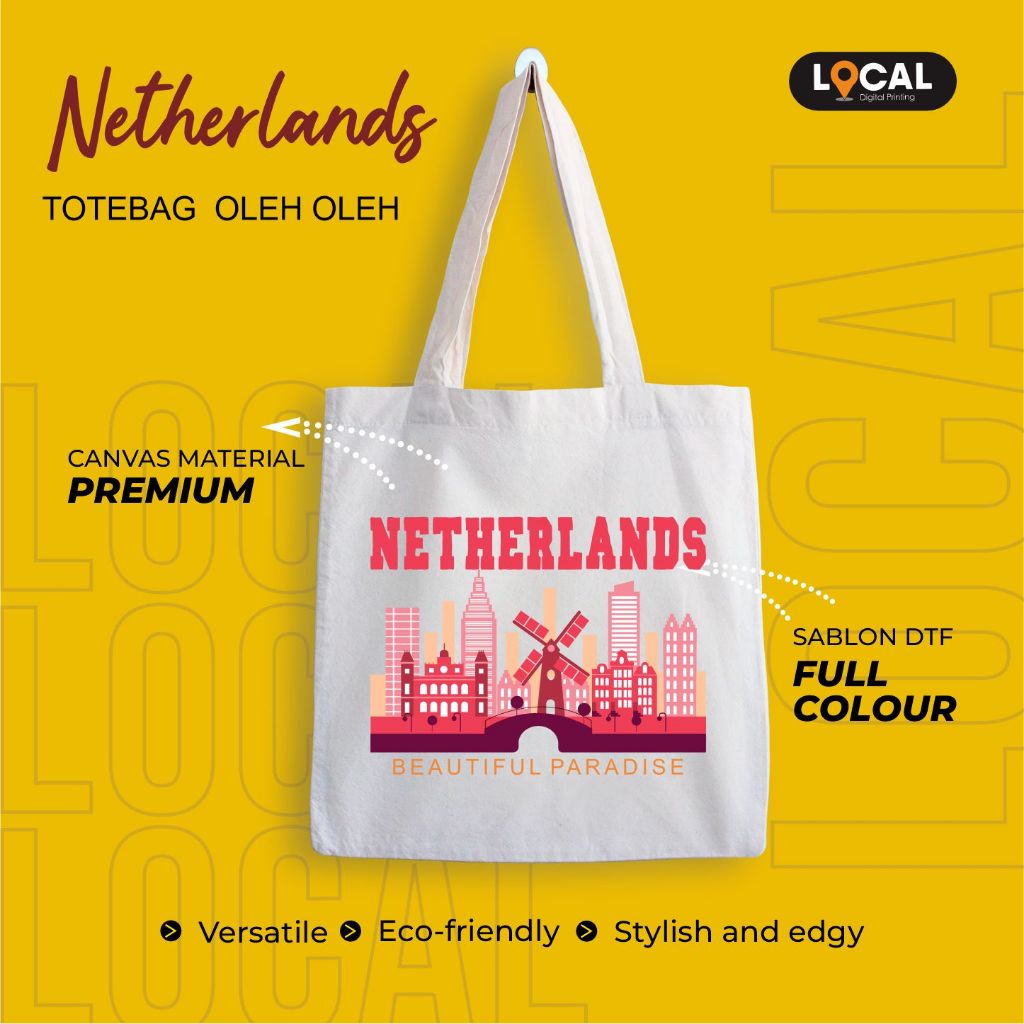 souvenir oleh-oleh tote bag premium negara BELANDA - Local Print