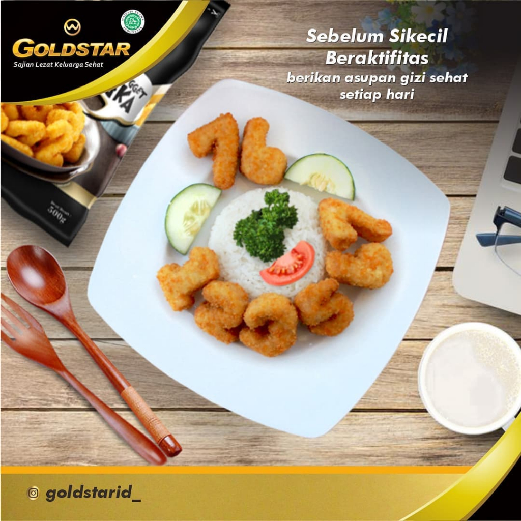 

GOLDSTAR Chicken Nugget Angka - Naget Ayam Angka 500gr - Kheiza Frozen