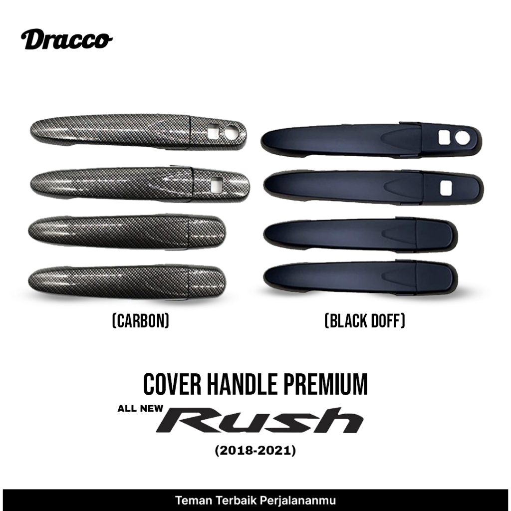 Cover Handle All New Rush 2018-2021 Carbon & Black Doff Tutup Gagang Pintu Mobil Aksesoris Dracco