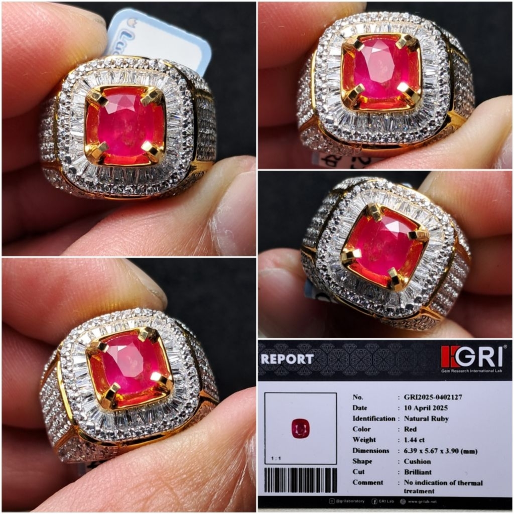Natural Red Ruby No Heat 1.44cts memo GRI