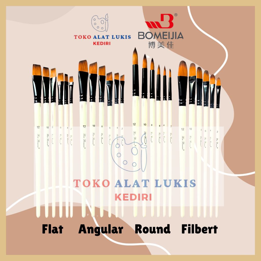 

[Alat Lukis Kediri] BOMEIJIA 12pcs WHITE BRUSH SET