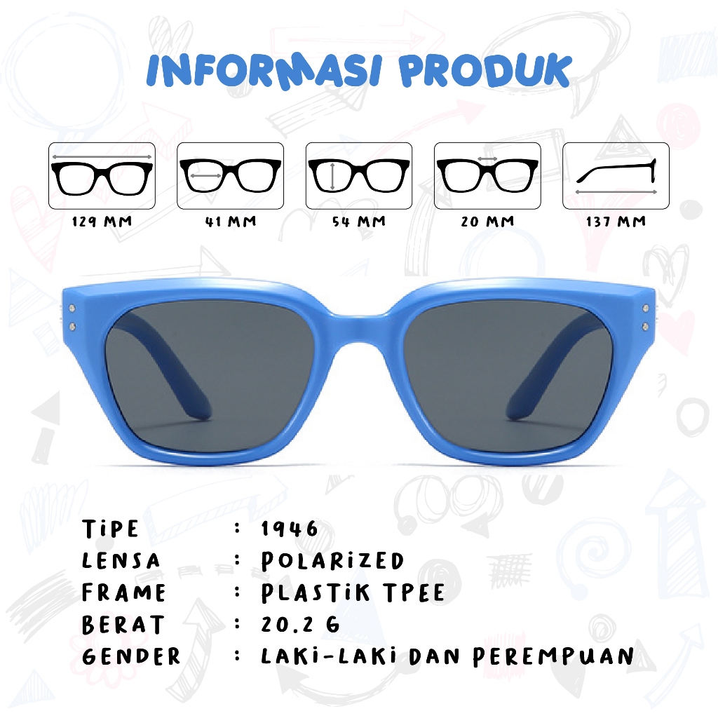 Kigo Kacamata Anak Model Wrap Sunglasses Fashion Kids Laki Laki Perempuan Polarized 1946