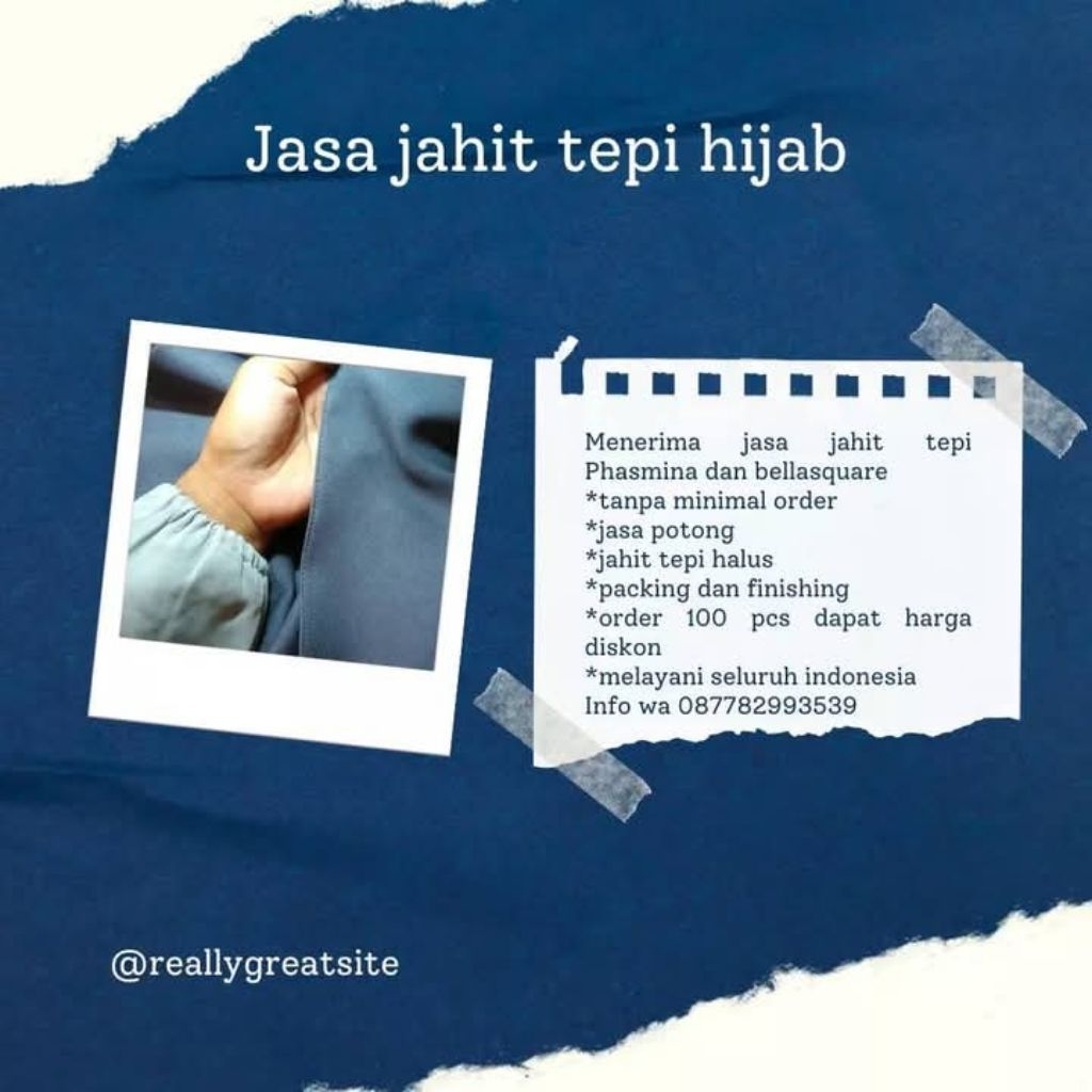 JASA JAHIT TEPI HIJAB SEGIEMPAT DAN PHASMINA