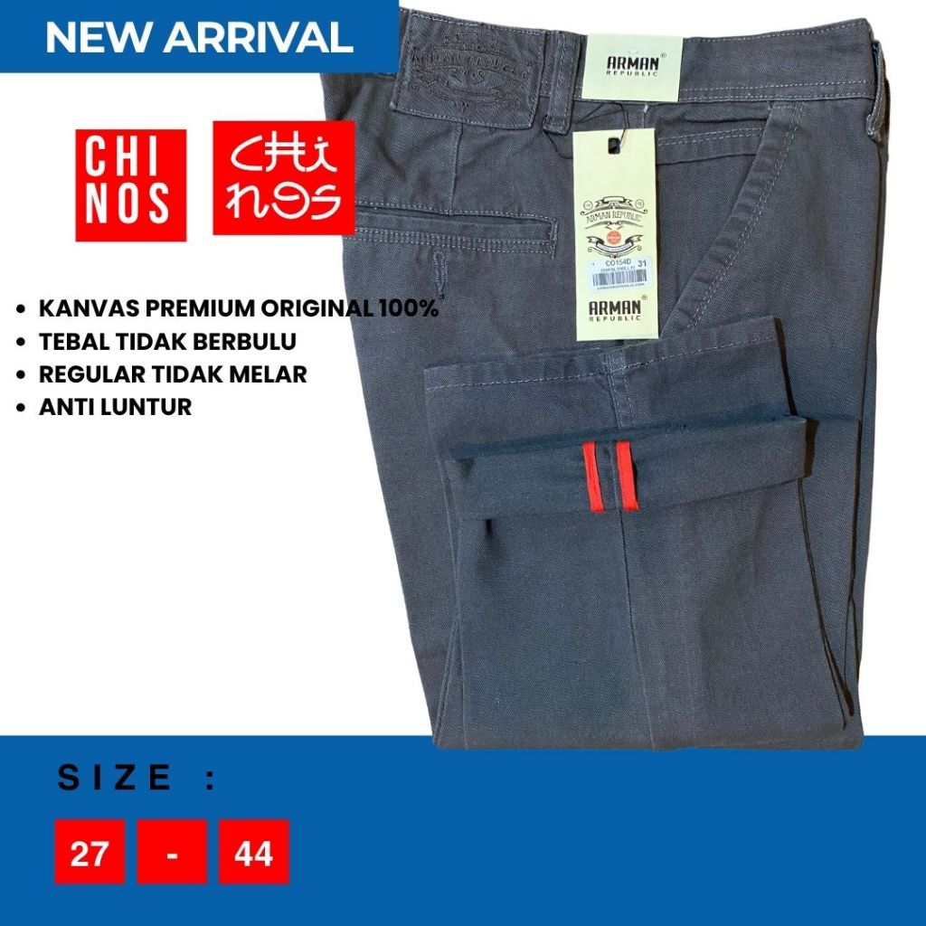 HOT DEALS Celana Panjang Chinos Pria Reguler Fit Katun Canvas Tebal Premium Original 100% Arman