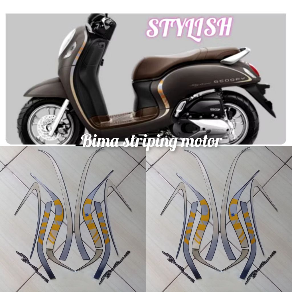 STIKER STRIPING LIS LES BODY MOTOR HONDA NEW SCOOPY STYLISH 2021