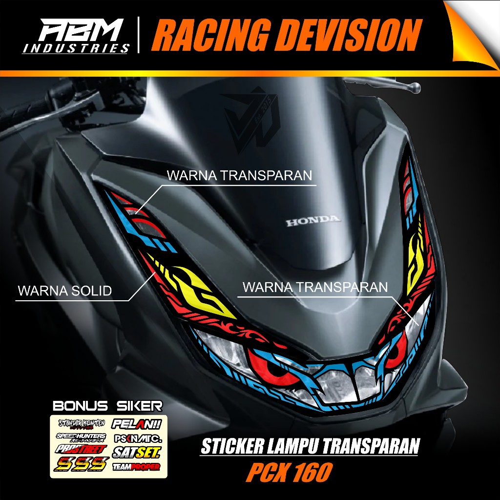 Stiker Transparan Lampu PCX 160 /  Sticker Variasi Lampu Alis Motor Honda PCX 160
