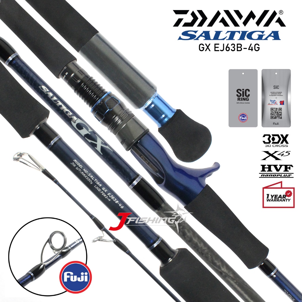 Joran DAIWA SALTIGA GX EJ 63B-4G | PE 3-4 | Jigging | Electric Jigging | Mega Top | 2 Section | Resm
