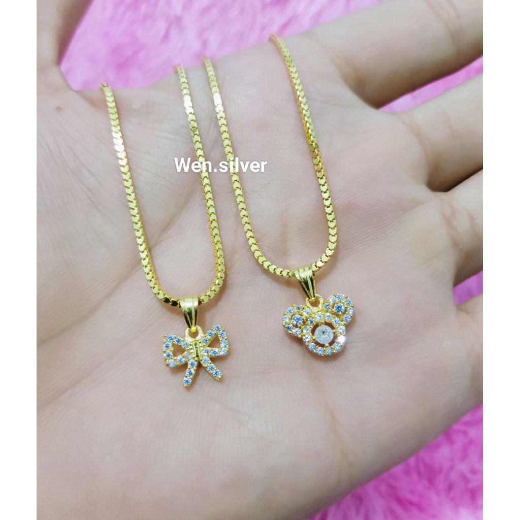 KALUNG ANAK MILANO SANTA SET LIONTIN PERAK 925 ASLI LAPIS EMAS