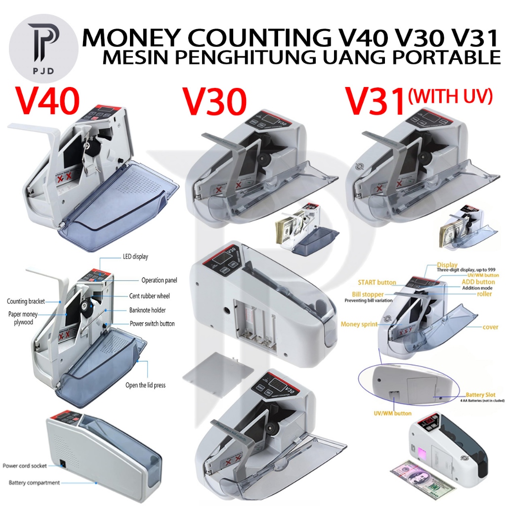 Mesin Penghitung Uang Mini V30 Portabel Money Handy Counter Hitung V30