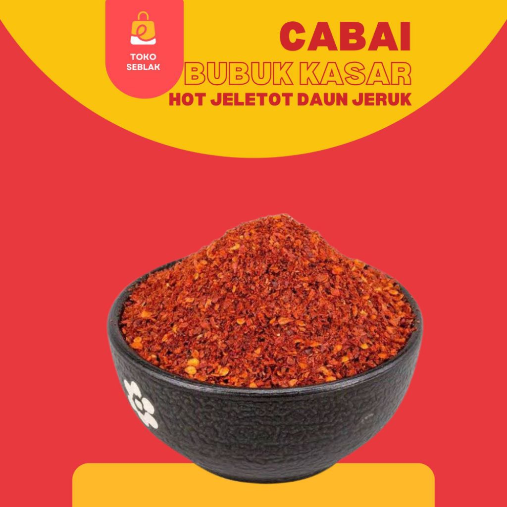 

Cabe bubuk kasar hot jeletot daun jeruk 1000gr (1kg)/Chili granule hot jeletot daun jeruk