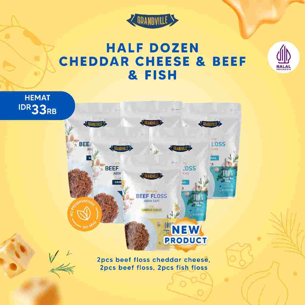

6Pc Grandville Abon Mix SAPI Cheddar Cheese [2Pc], IKAN [2Pc], SAPI [2PC]