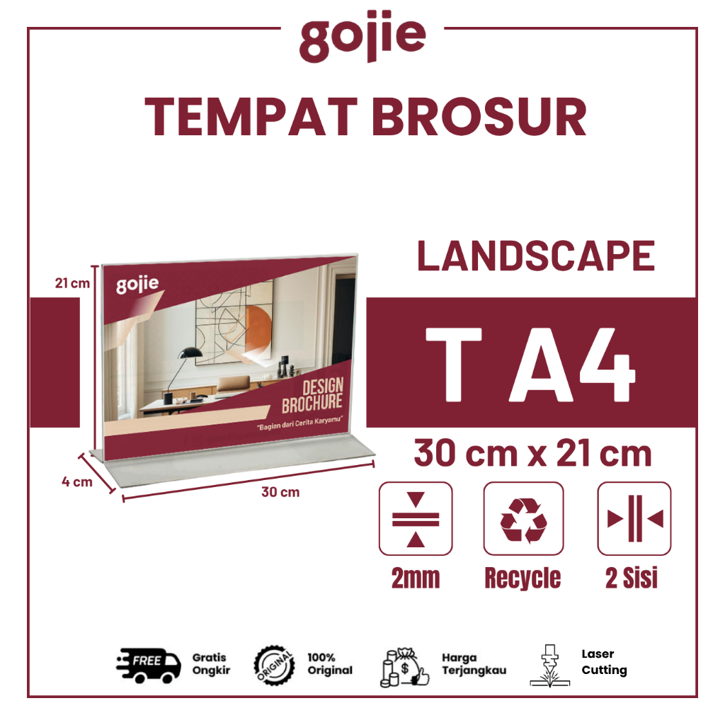 

TEMPAT BROSUR AKRILIK l TENT CARD AKRILIK T A4 LANDSCAPE l MIN PEMBELIAN 2PCS