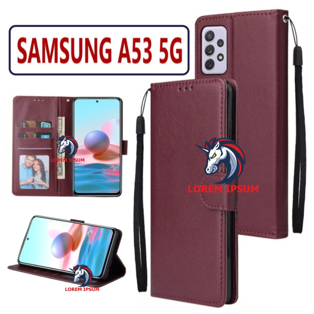 LEATHER CASING SAMSUNG A53 5G CASE KULIT FLIP WALLET LEATHER KULIT PREMIUM SARUNG BUKA TUTUP KESING 